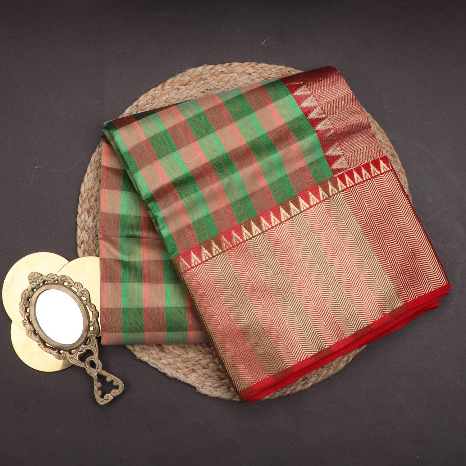 Multicolor Chanderi Saree With Checks Pattern - Singhania's