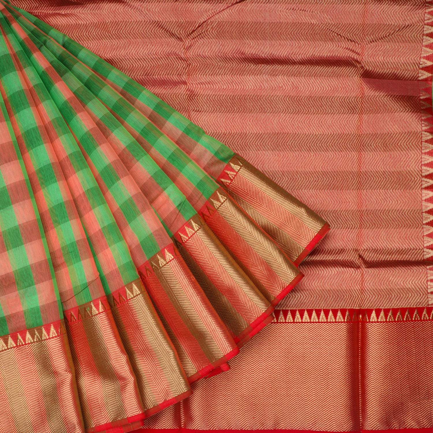 Multicolor Chanderi Saree With Checks Pattern - Singhania's