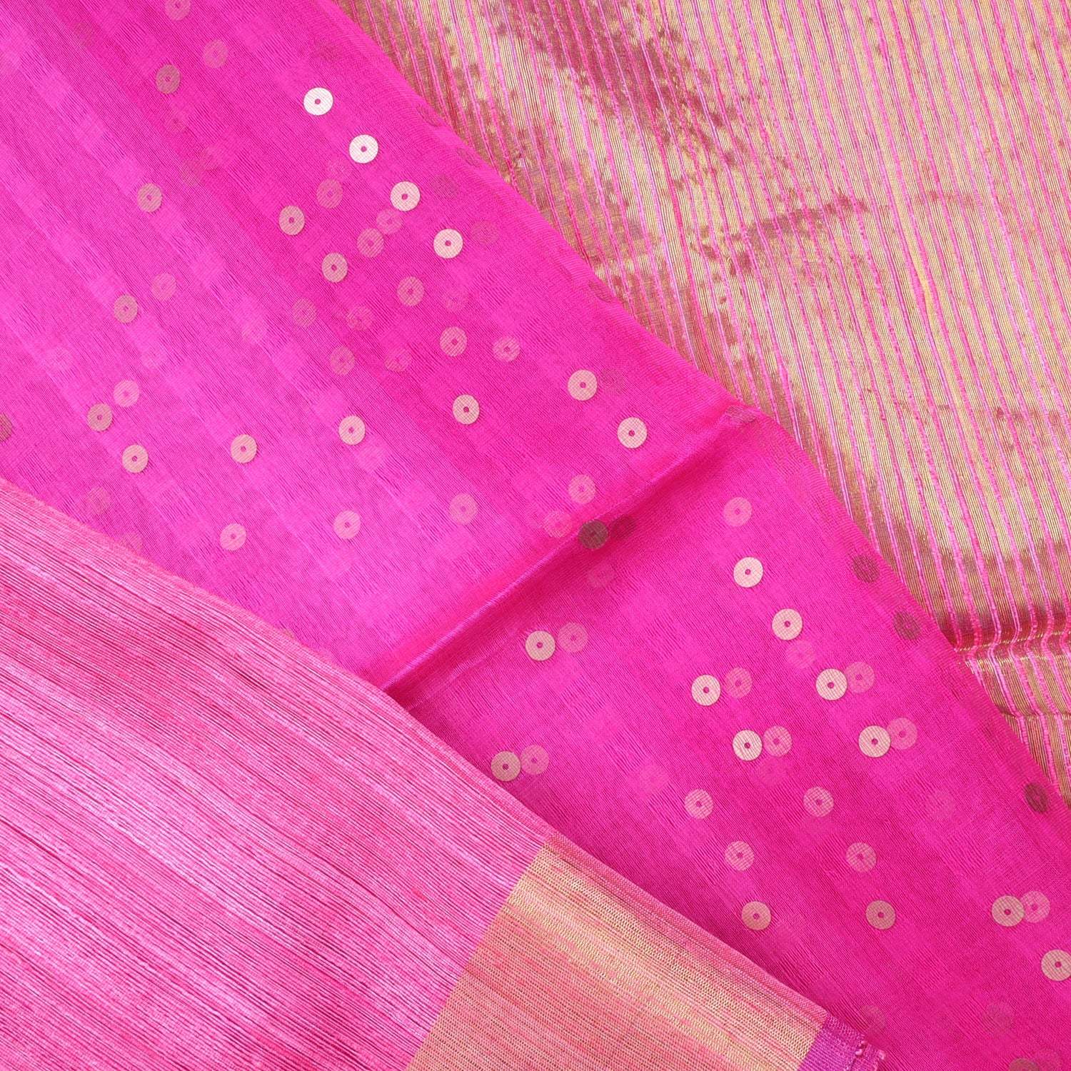 Bright Pink Matka Tussar Saree - Singhania's