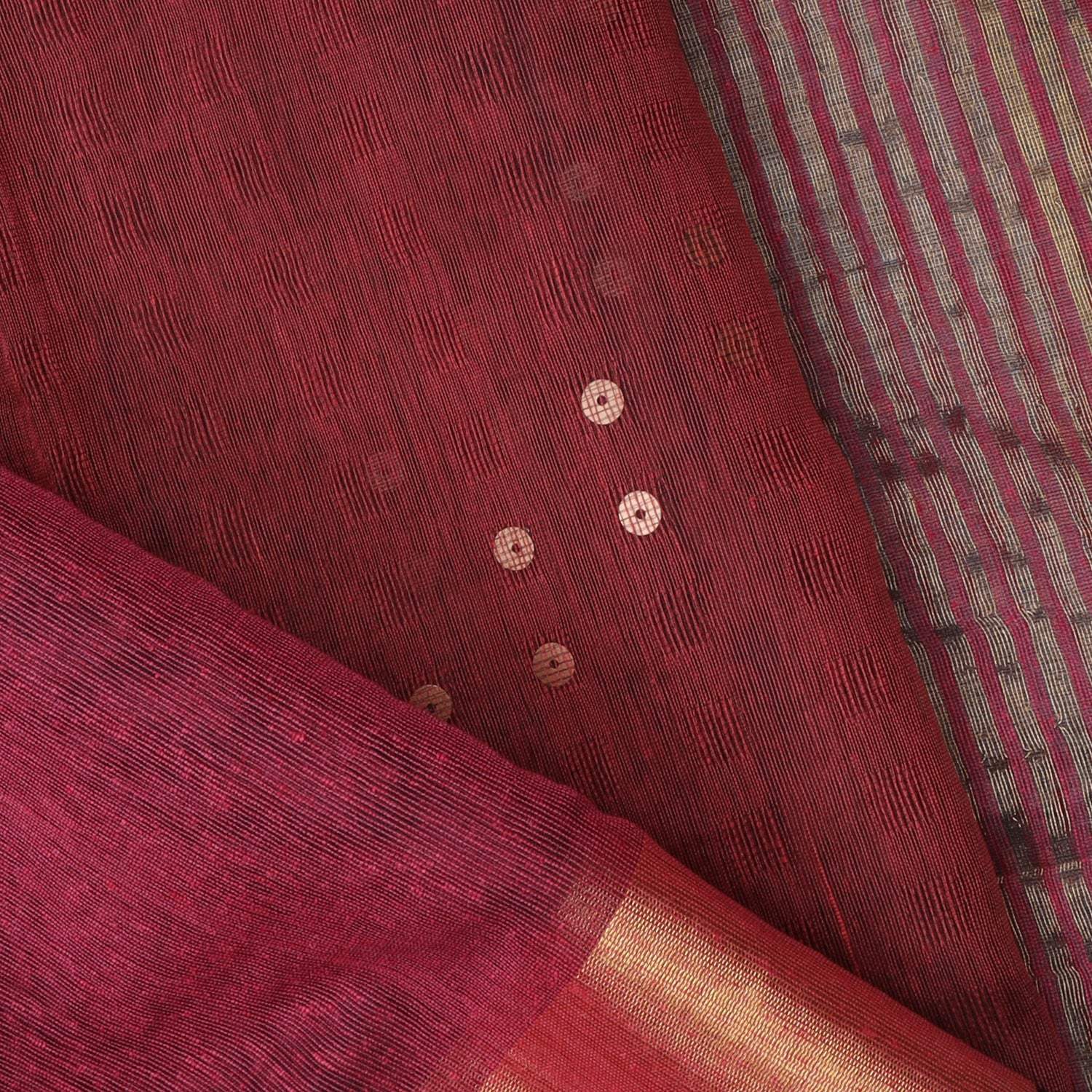 Plum Brown Matka Silk Saree With Sequin Embroidery - Singhania's
