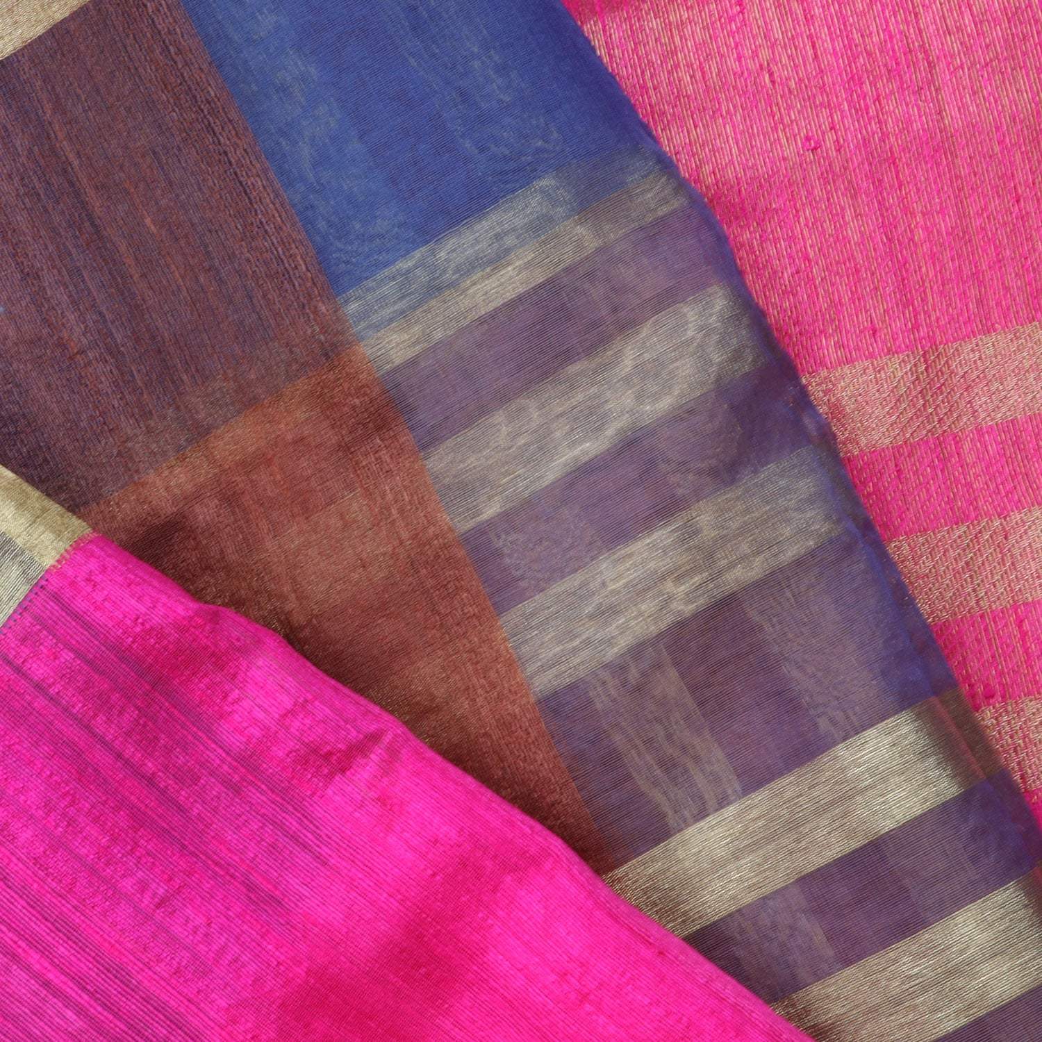 Multicolor Organza Saree With Checks - Singhania's