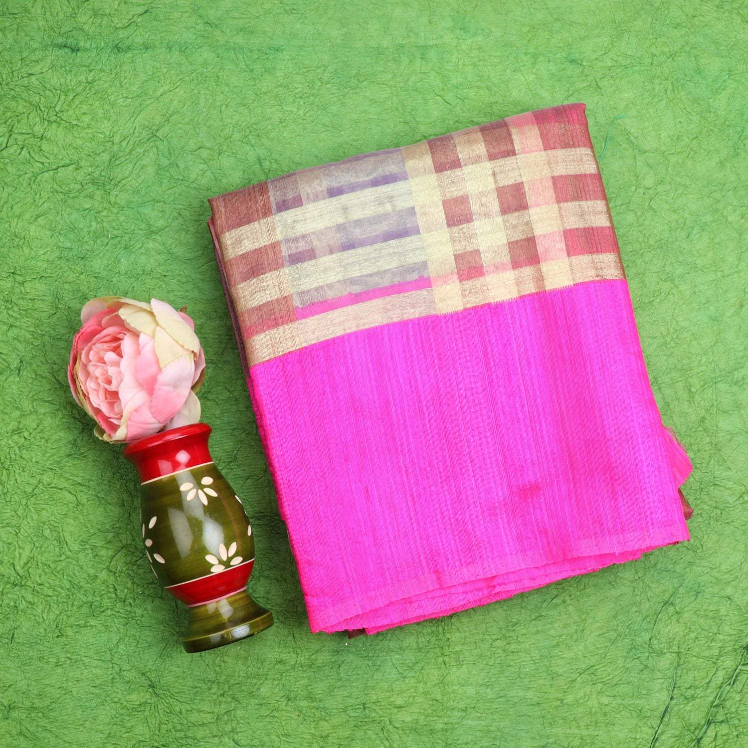 Multicolor Organza Saree With Checks - Singhania's