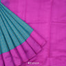 Sapphire Blue Matka Printed Saree With Checks Pattern