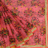 Deep Bubblegum Pink Kota Printed Silk Saree With Floral Jaal Pattern