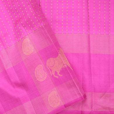 Light Cream Kanjivaram Silk Saree With Floral Buttas - Singhania's