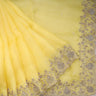 Butter Yellow Organza Saree With Zardosi Embroidery - Singhania's