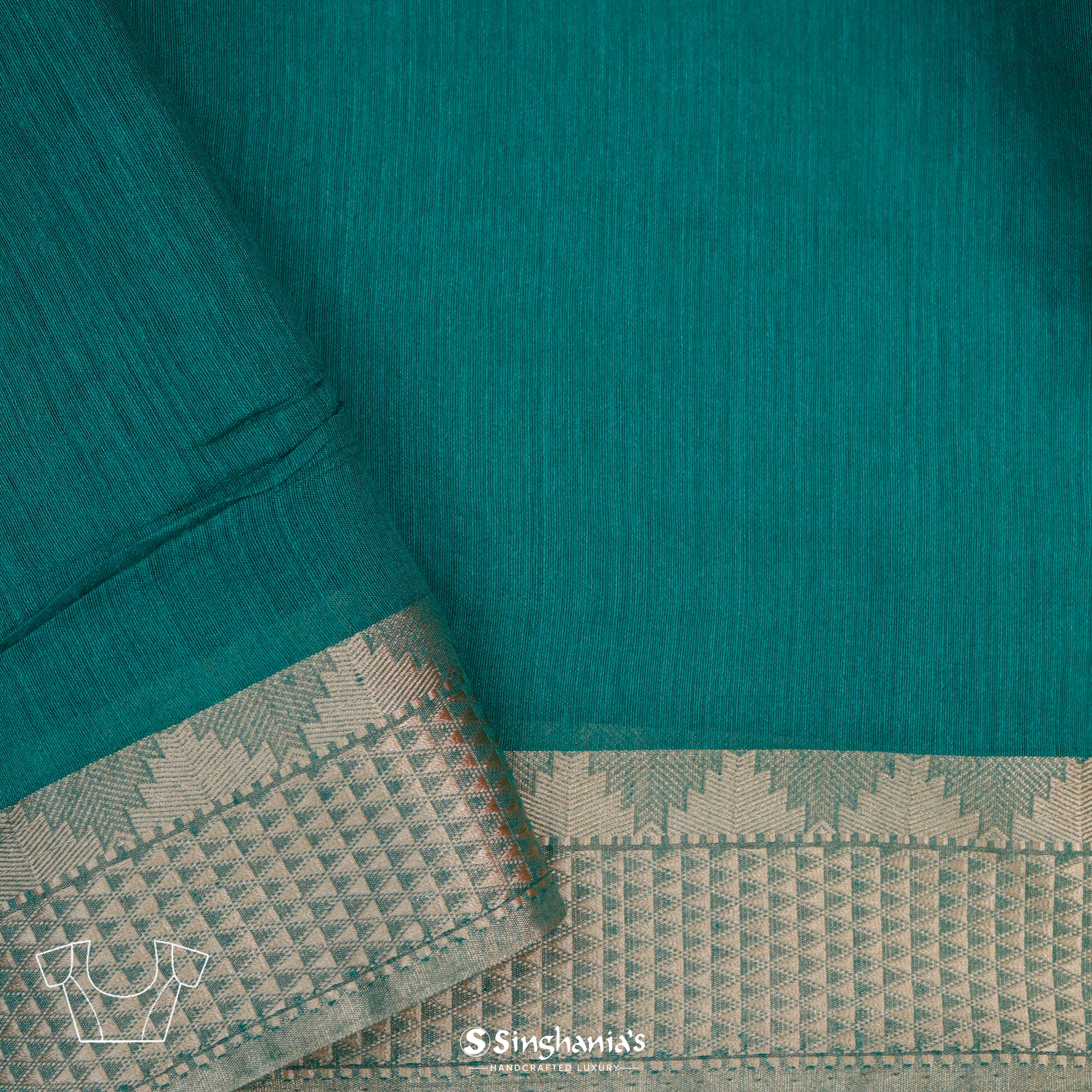 Myrtle Green Moonga Embroidery Silk Saree With Floral Buttas
