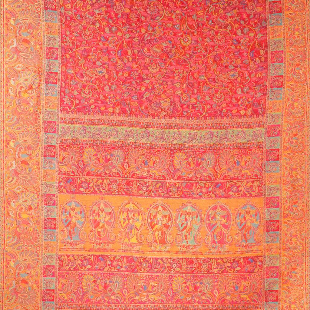 Apple Red Kani Silk Handloom Saree - Singhania's