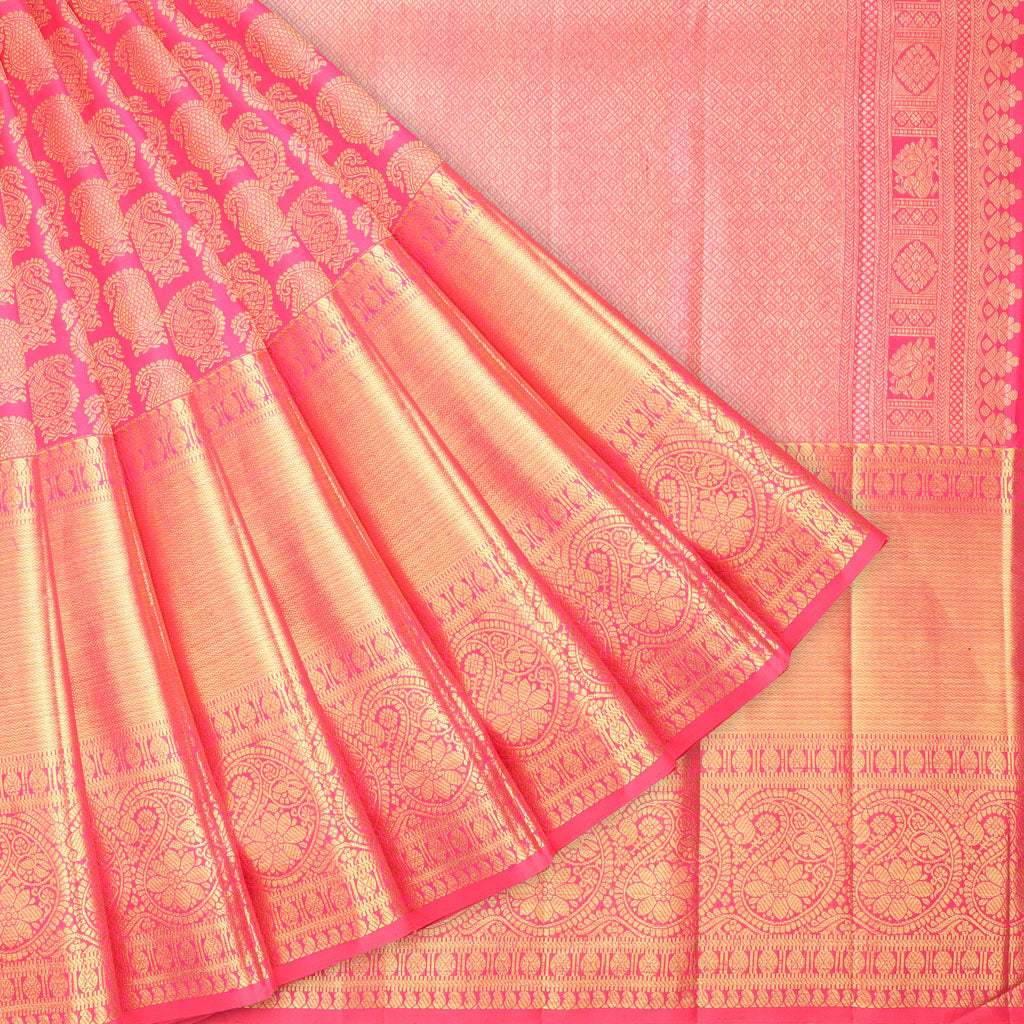 Beautiful Pure Bandhej Silk Sarees with Kanchipuram Zari Weaving Big Border.  - VASTRANZO