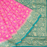 Pink Checkered Georgette Banarasi Saree With Deer Pattern - Singhania's