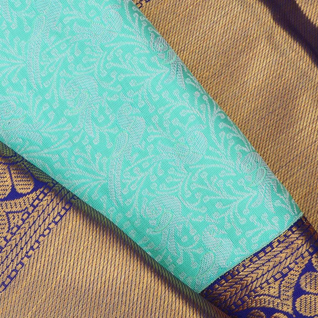 Light Blue Korvai Kanjivaram Handloom Silk Saree With Floral Motif - Singhania's