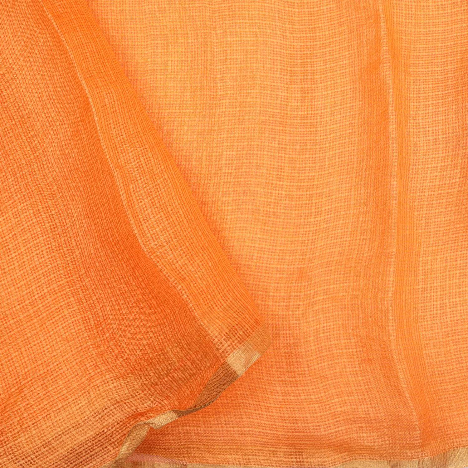 Orange Kota Silk Saree With Floral Prints - Singhania's