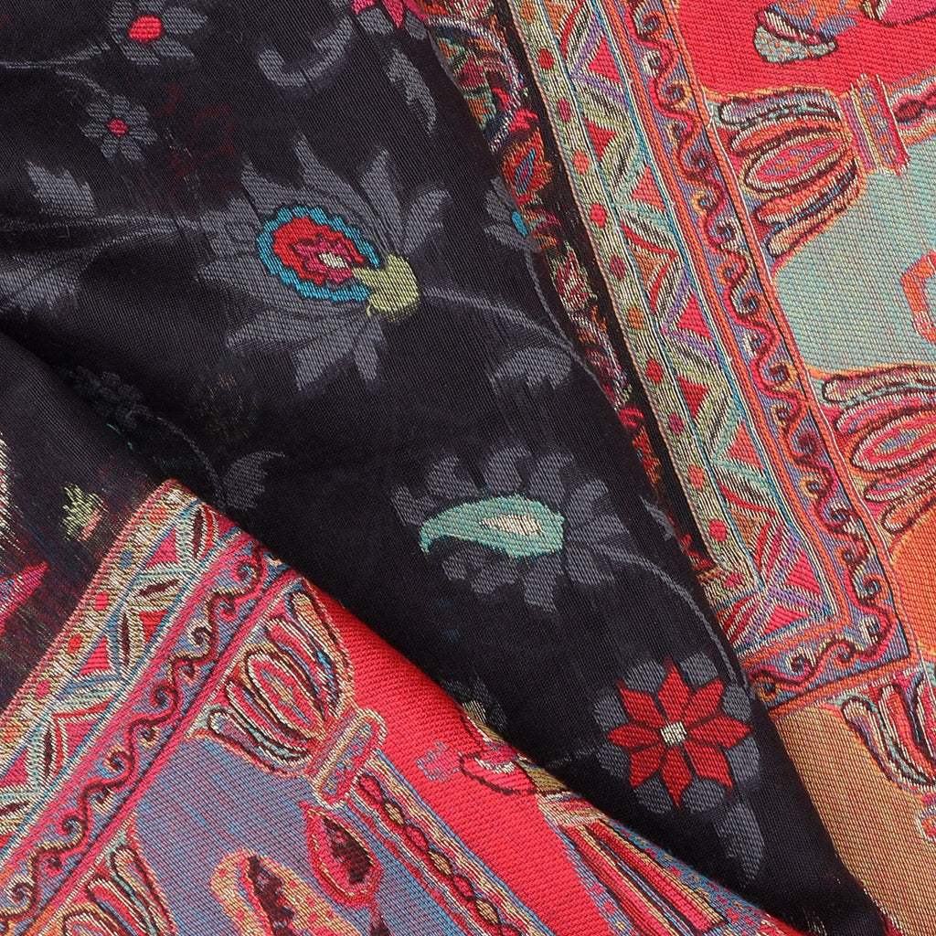 Black Kani Silk Handloom Saree With Jaal Design - Singhania's