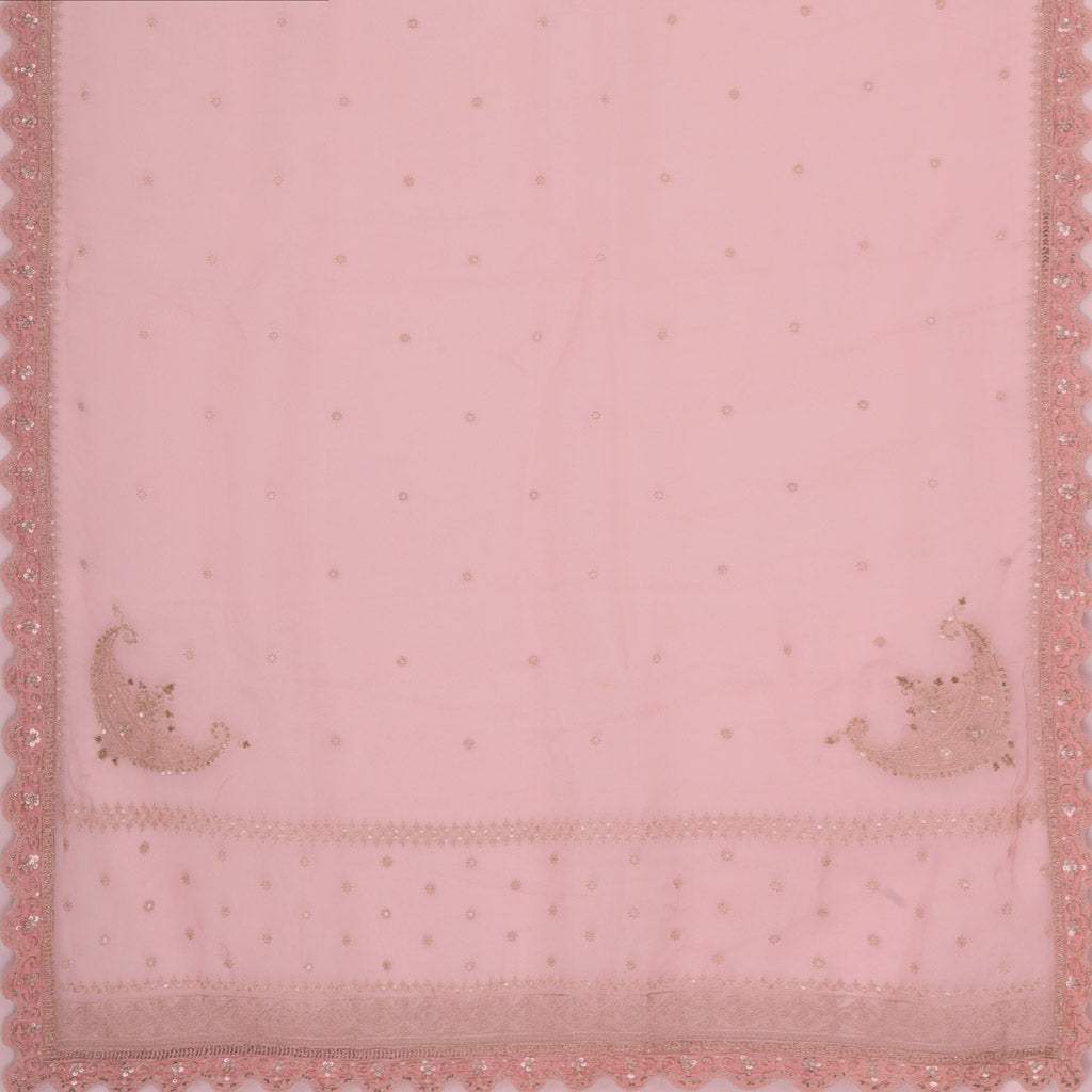 Blush Pink Embroidered Organza Designer Saree - Singhania's