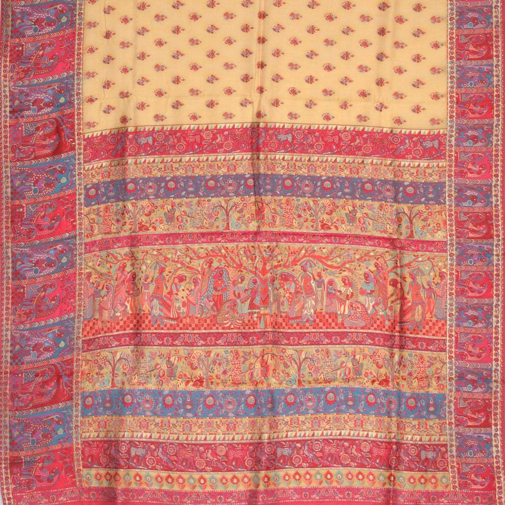 Pastel Yellow Kani Silk Handloom Saree - Singhania's