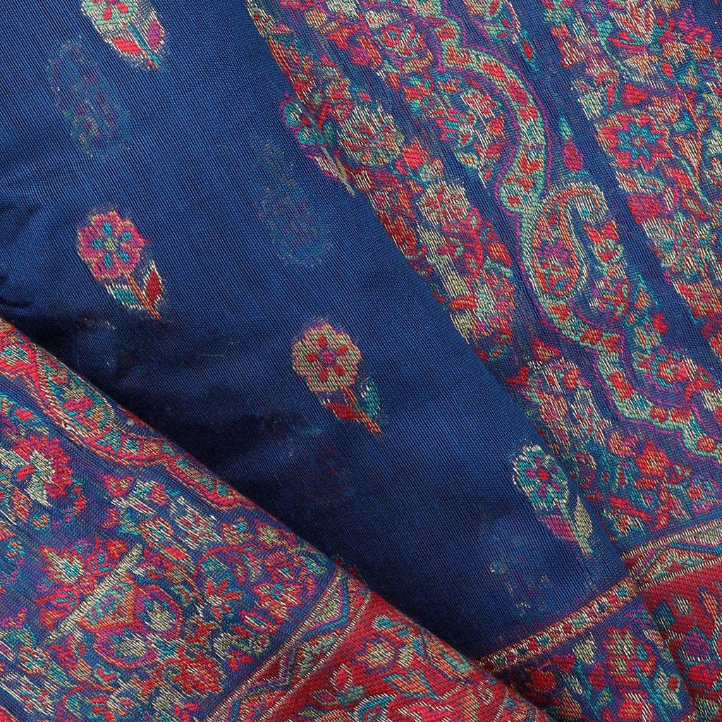 Navy Blue Kani Silk Handloom Saree - Singhania's