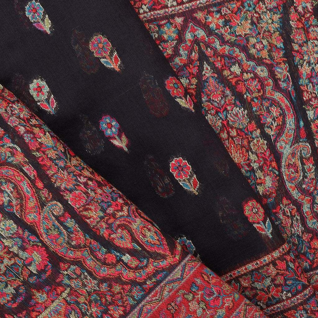Multicolour Black Kani Silk Handloom Saree - Singhania's