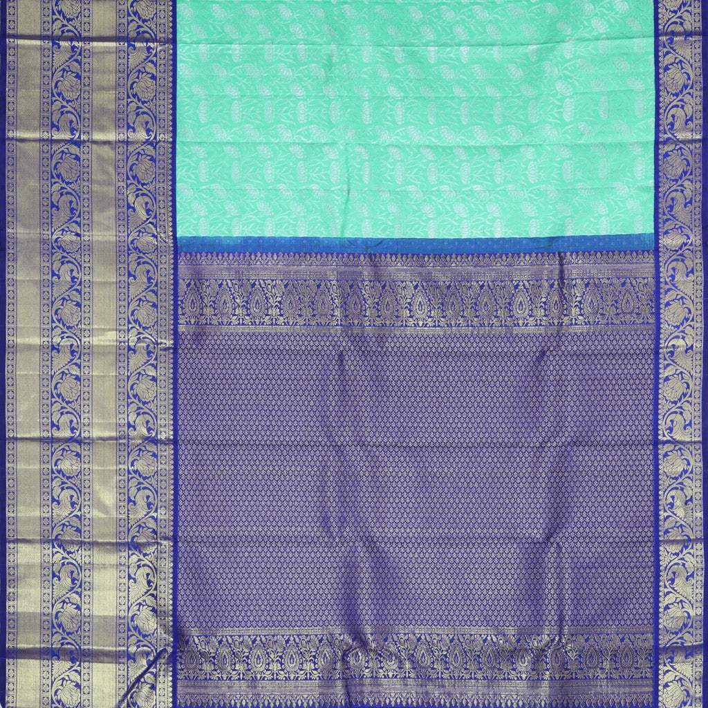 Aqua Green Kanjivaram Silk Handloom Saree - Singhania's