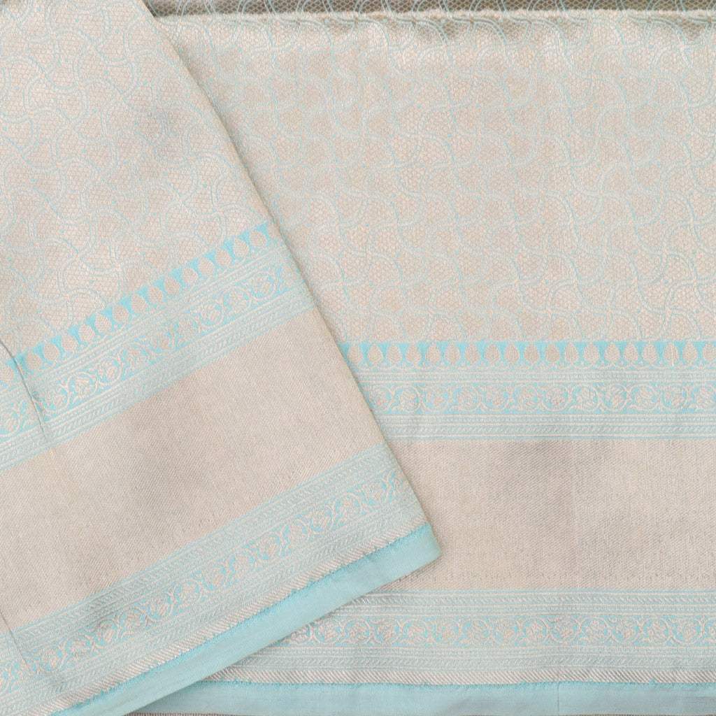 Light Artic Blue Banarasi Silk Handloom Saree - Singhania's