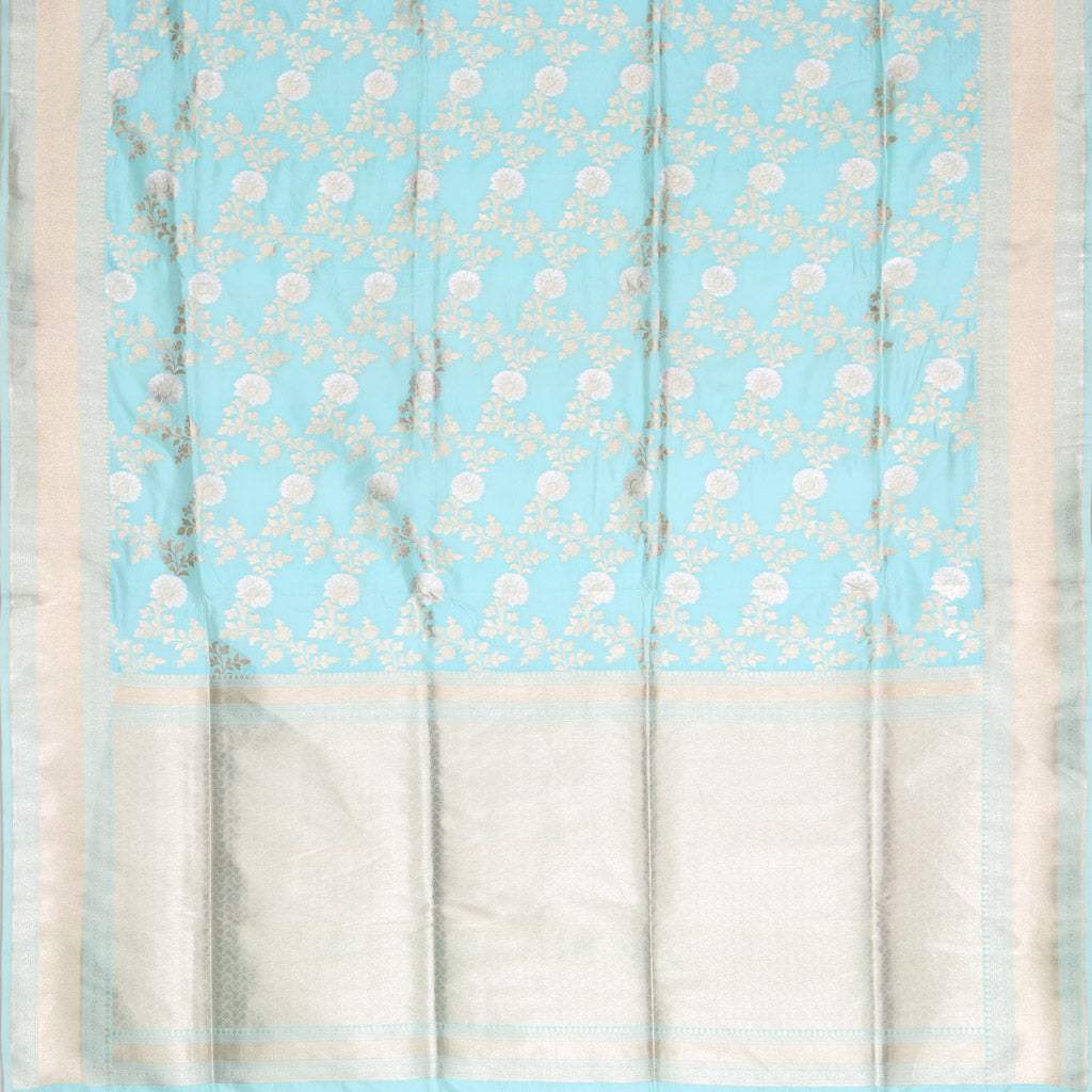 Light Artic Blue Banarasi Silk Handloom Saree - Singhania's