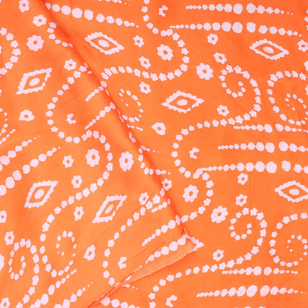 Tangerine Orange Printed Satin Silk Saree - Singhania's