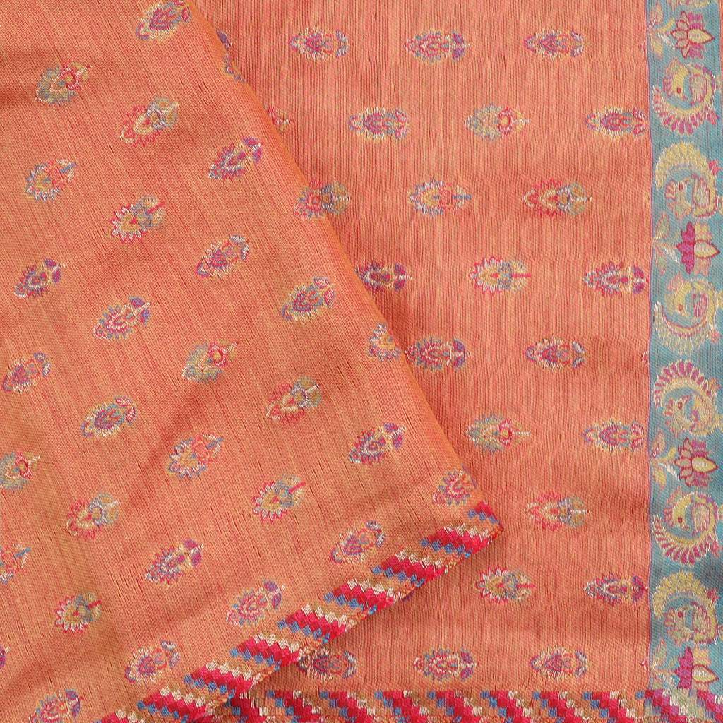 Bright Chilli Red Kani Silk Handloom Saree - Singhania's