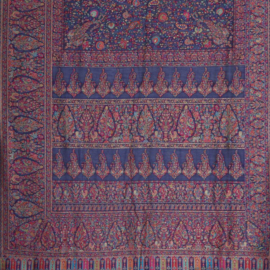 Dark Blue Kani Silk Handloom Saree - Singhania's