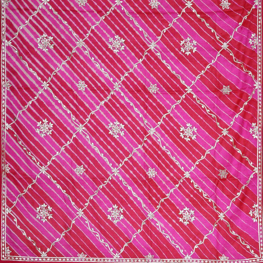 Pink Embroidered Tussar Saree With Gota Patti - Singhania's