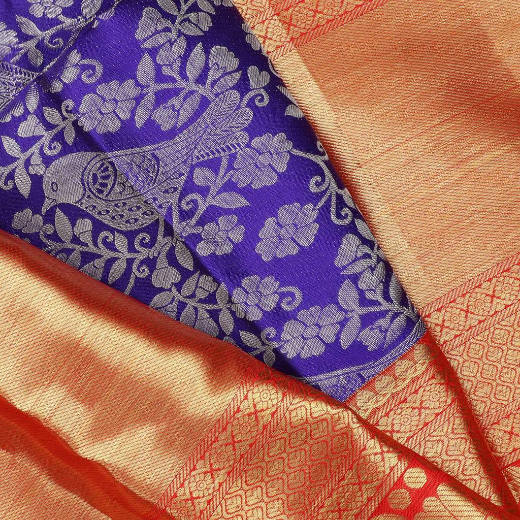 Violet Kanjivaram Silk Saree With Jaal Design - Singhania's