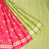 Keylime Satin Bird Printed Saree With Wavey Pallu Pattern - Singhania's