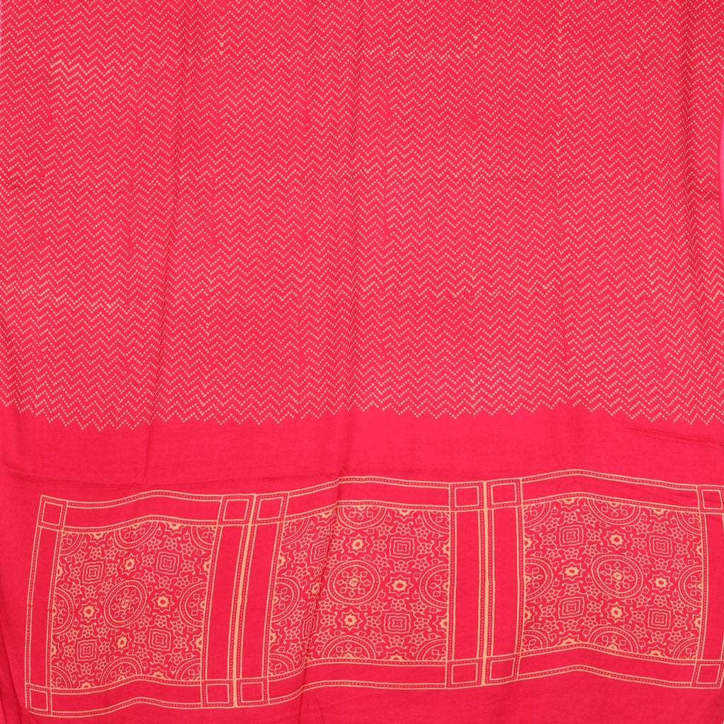 Pinkish Red And Aubergine Colour Satin Printed Saree With Floral Pattern - Singhania's