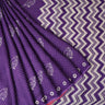 Violet And Brick Red Satin Printed Saree With Bird Pattern - Singhania's