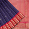 Dark Violet Korvai Kanjivaram Silk Saree With Checks Pattern - Singhania's