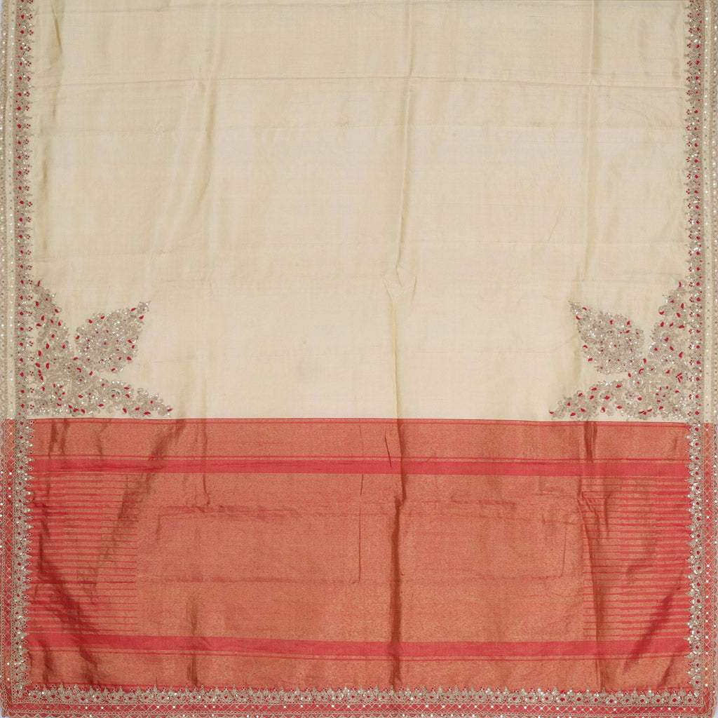 Light Pastel Peach Embroidery Tissue Saree - Singhania's