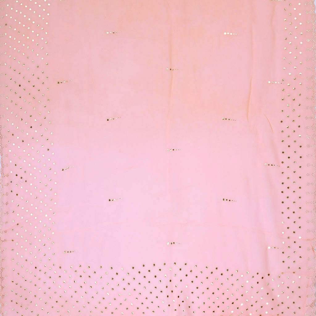 Light Coral Pink Georgette Saree With Mukaish Work - Singhania's