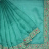 Sky Blue Embroidered Organza Saree - Singhania's