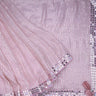 Baby Pink Sequin Embroidered Georgette Saree With Mirror Work - Singhania's