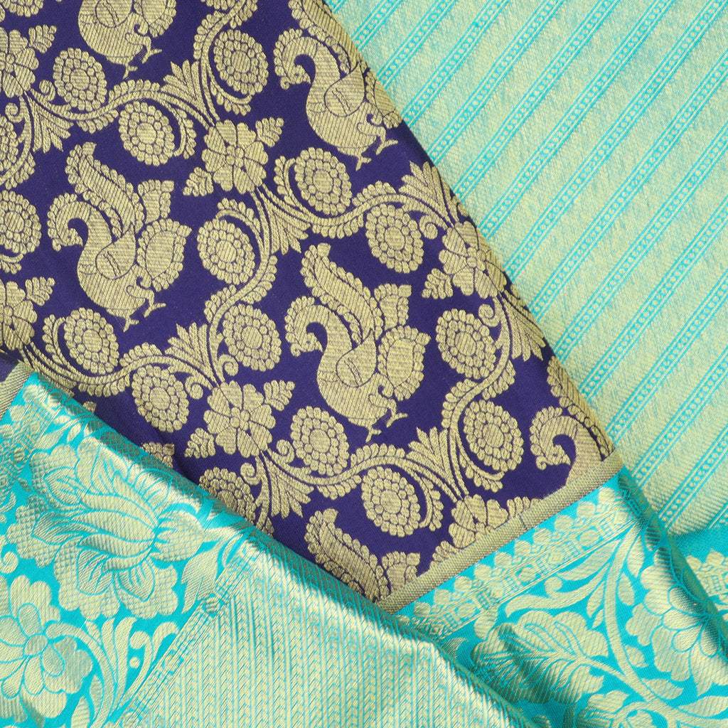 Violet Kanjivaram Silk Saree With Jaal Design - Singhania's