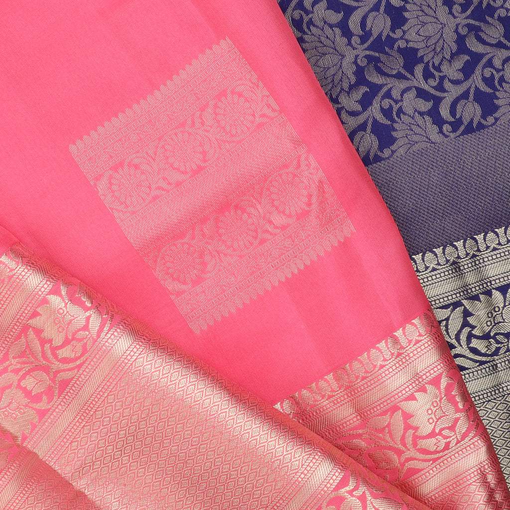 Punch Pink Soft Silk Saree With Square Pattern - Singhania's