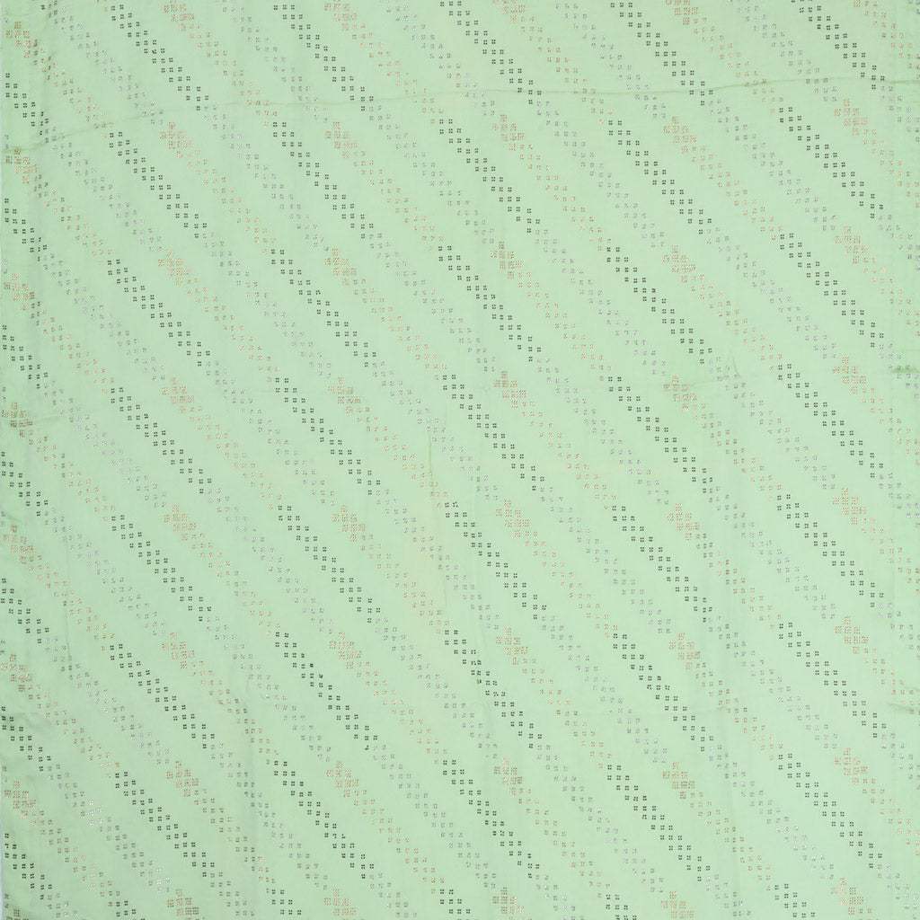 Mint Green Satin Silk Saree In Diagonal Stripes Pattern - Singhania's