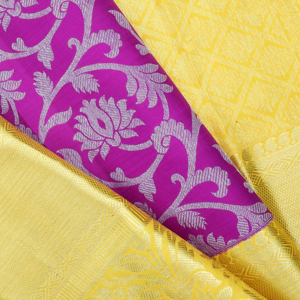 Electric Purple Korvai Kanjivaram Silk Saree With Floral Jaal Design - Singhania's