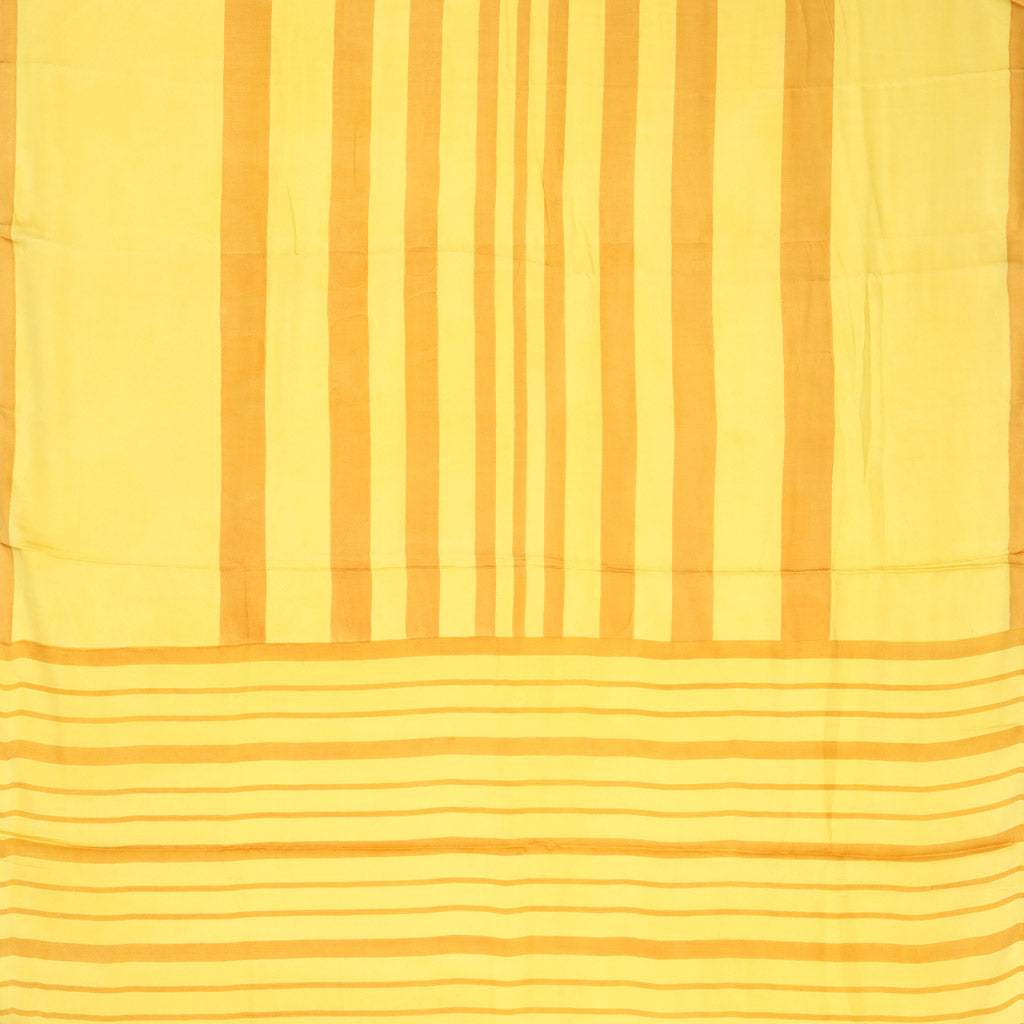 Bright Yellow Printed Satin Silk Saree - Singhania's