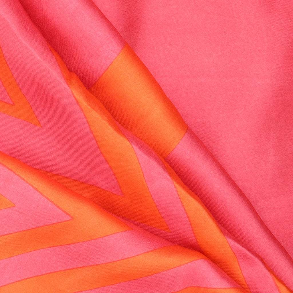 Orange Pink Printed Satin Silk Saree - Singhania's