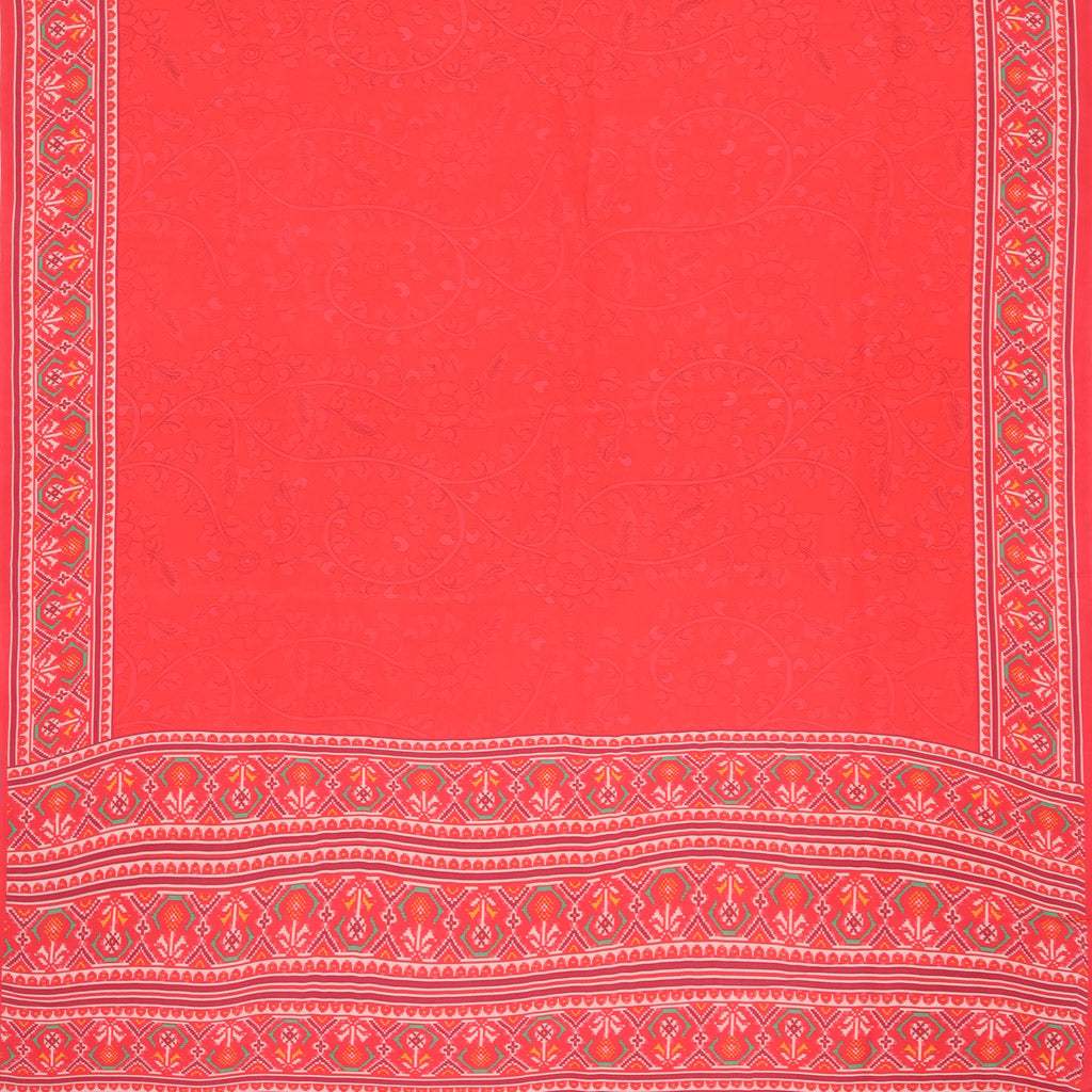Red Silk Saree With Patola Print - Singhania's