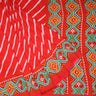 Bright Red Leheriya Printed Silk Saree With Patola Print - Singhania's