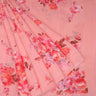Peach Pink Crepe Saree With Floral Print Motifs - Singhania's