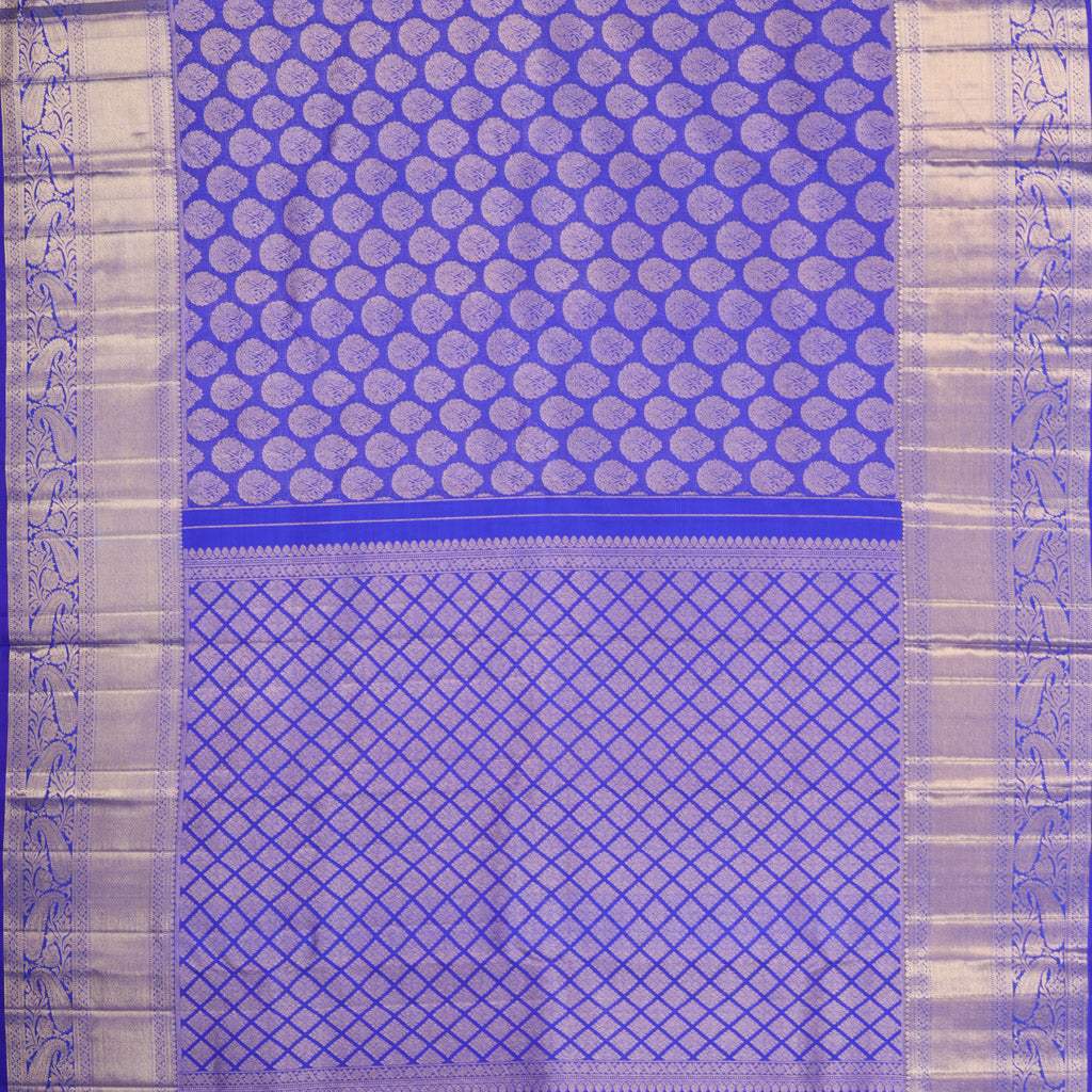 Light Violet Kanjivaram Silk Saree With Floral Buttas - Singhania's