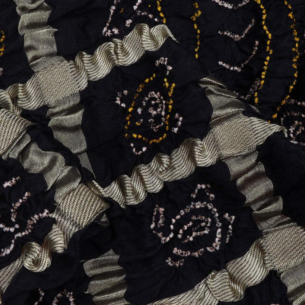 Black Bandhani Silk Handloom Saree - Singhania's
