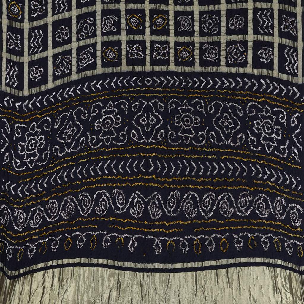 Black Bandhani Silk Handloom Saree - Singhania's