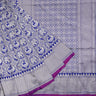Navy Blue Banarasi Silk Handloom Saree With Bird And Elephant Motifs - Singhania's